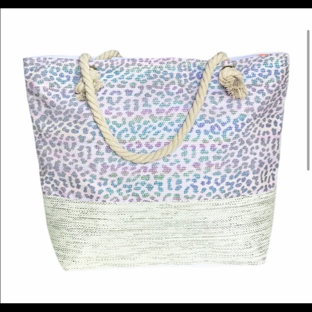 Leopard rainbow metallic shiny tote bag - Picture 2 of 5